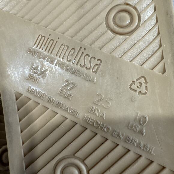 Mini Melissa Beach Slide Sandals Toddlers Girls 10 Tan Gold Glitter Slingback - Picture 9 of 9